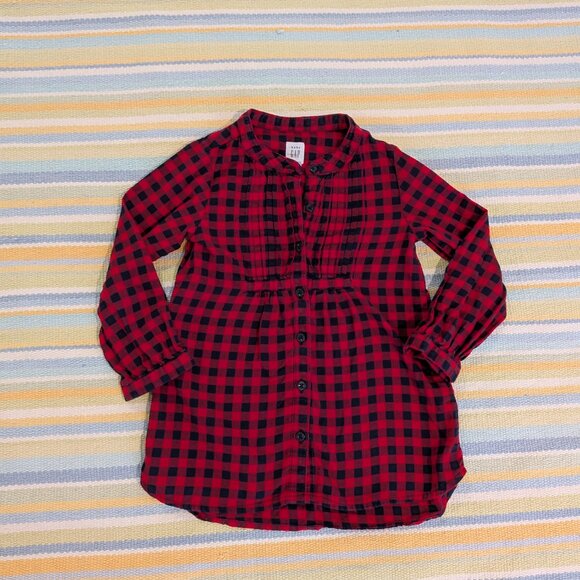 GAP Red & Navy plaid flannel tunic size 4T - Picture 1 of 5